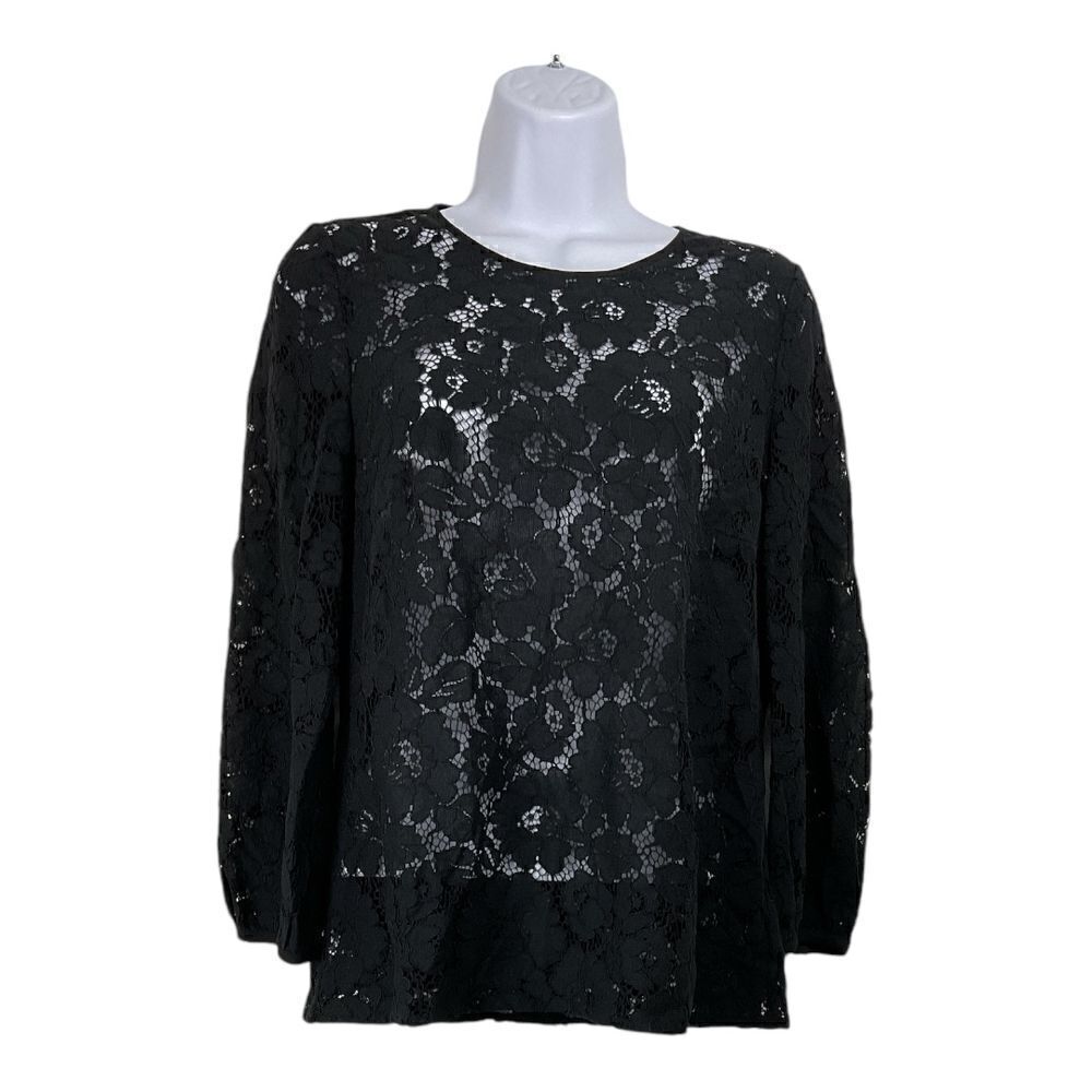 French Connection‎ Womens Floral Lace Sheer Blouse Sz 6 Cottagecore Fairy Grunge